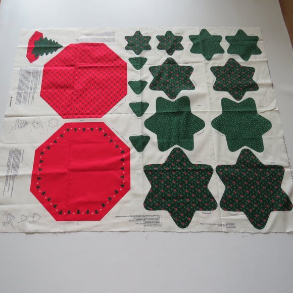Mini Christmas Tree & Tree Skirt Keepsake Craft Vintage Fabric Panel Uncut 3D - Picture 2 of 12